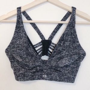 Victoria’s Secret VSX Plunge Front Strappy Bra Marled Black